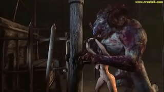 الوحش 3D يجعل الفتيات انتفاخ البطن